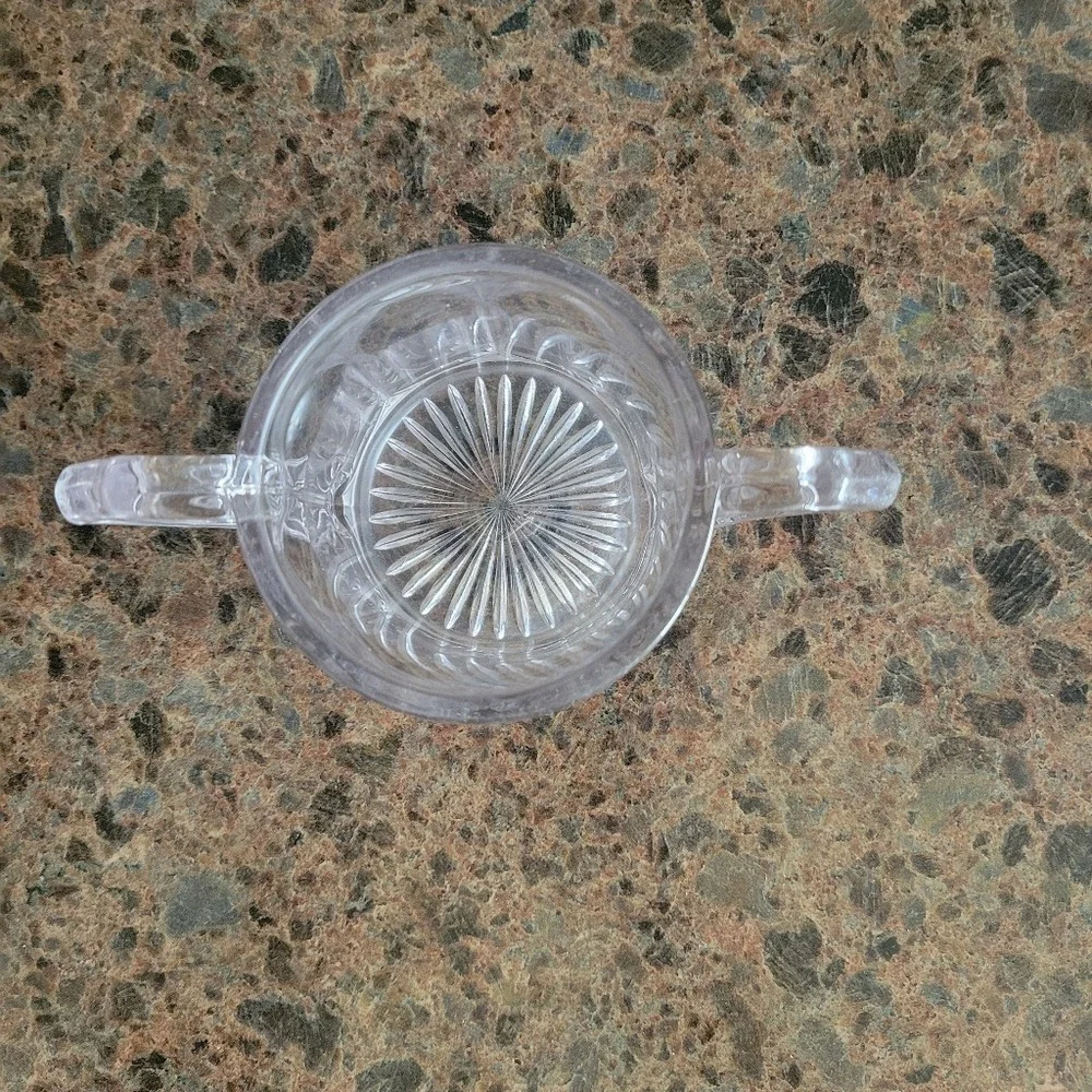 Vintage Double Handled  Clear Glass Peerless Colonial‎ Open Sugar Bowl